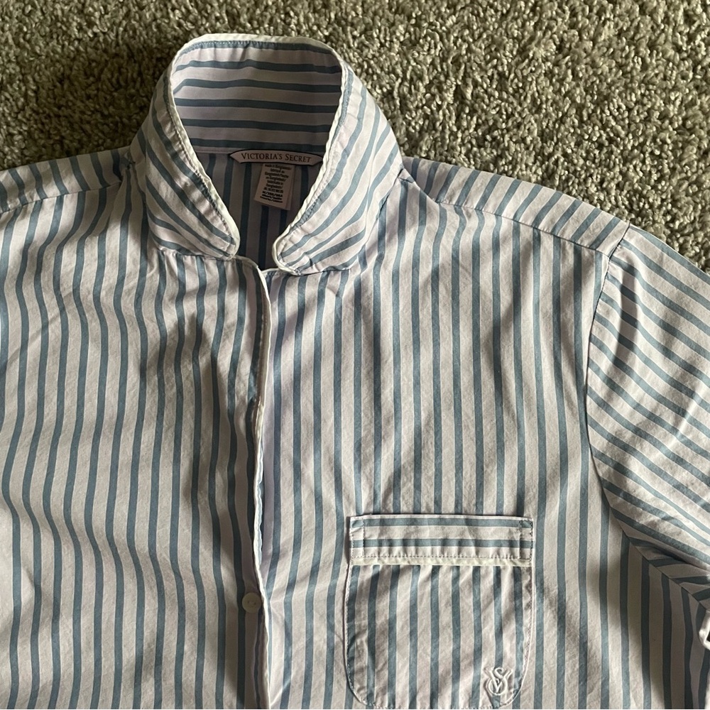 Victoria's Secret Blue and White Striped Shirt - Picture 4 of 4